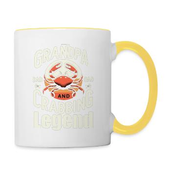 Großvater, Vater und Krabbenfischer-Legende - Tasse zweifarbig - Weiß/Gelb - Rechts