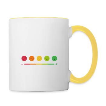 Lustiger Spruch mit Stimmungsbarometer Design - Tasse zweifarbig - Weiß/Gelb - Rechts