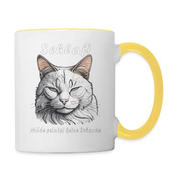 CAT Schlafi Being tired is not a shame - Contrasting Mug - white/yellow - Right