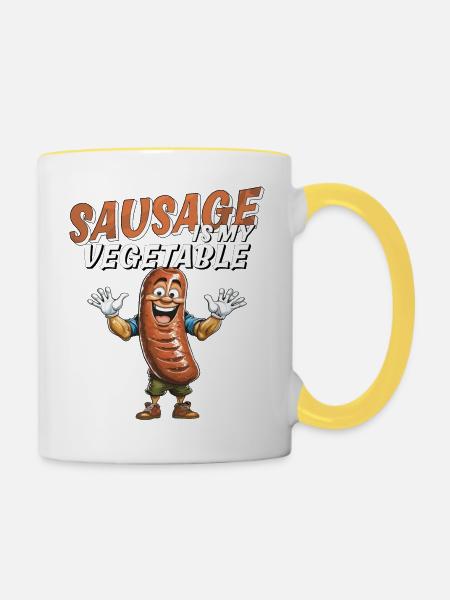 SAUSAGE IS MY VEGETABLE - Tasse zweifarbig - Weiß/Gelb