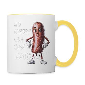 TOUT EST UNE QUESTION DE SAUCISSON - Mug contrasté - blanc/jaune - Droite