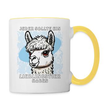 ALPACA FAVORITE ANIMAL - Contrasting Mug - white/yellow - Right