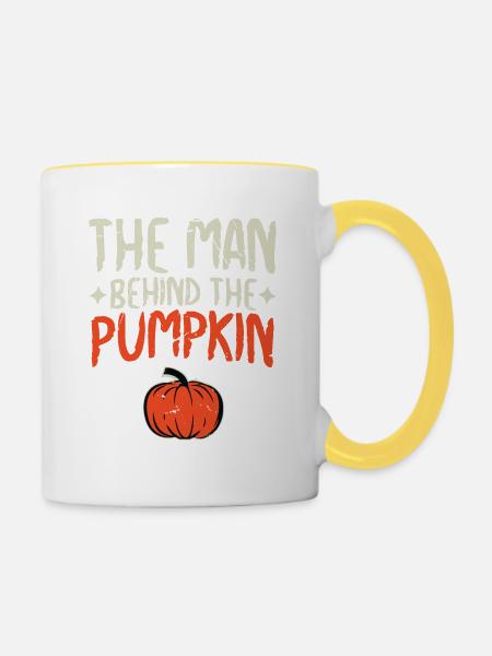 Mann hinter dem Kürbis - Tasse zweifarbig - Weiß/Gelb