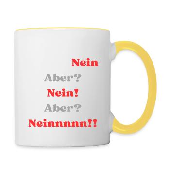 Avant de demander AUCUNE déclaration Dictons drôles - Mug contrasté - blanc/jaune - Droite