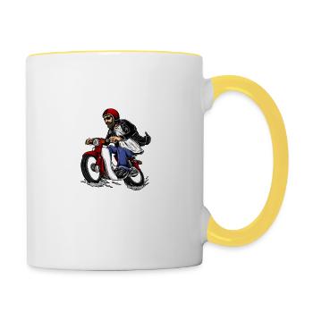 Motorcycle Beard Biker Full Beard Bike Rocker - Mug contrasté - blanc/jaune - Droite
