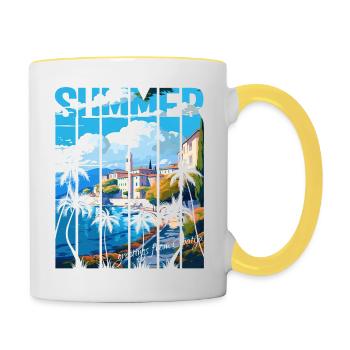 Croatie Croatie Hrvatska voyage été opatija - Mug contrasté - blanc/jaune - Droite