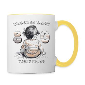 Child 80th Birthday - Contrasting Mug - white/yellow - Right