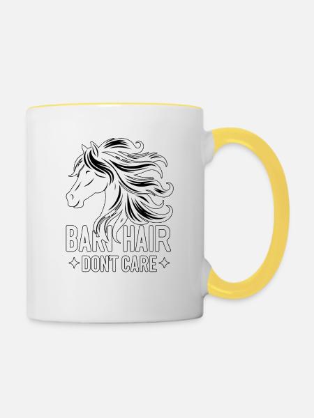 Scheunenhaar ist egal - Tasse zweifarbig - Weiß/Gelb