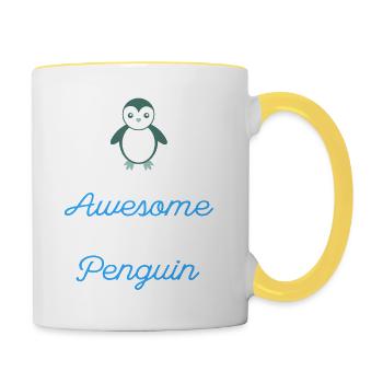 Les pingouins sont géniaux Je suis génial Pingouin mignon Jeu de mots - Mug contrasté - blanc/jaune - Droite