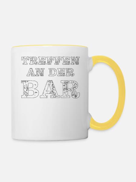 TREFFEN AN DER BAR - Tasse zweifarbig - Weiß/Gelb