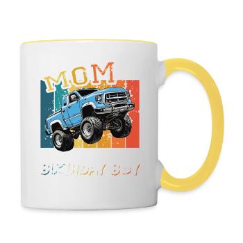 Maman du garçon d’anniversaire Monster Truck Party Boys - Mug contrasté - blanc/jaune - Droite