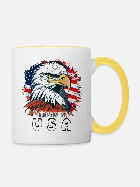 SEEADLER BIRTH IN USA - Tasse zweifarbig - Weiß/Gelb