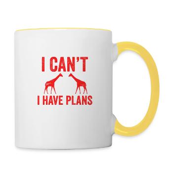 Sorry I Can't I have Plans With My Giraffe Animal - Contrasting Mug - white/yellow - Right