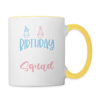 birthday squad - Tasse zweifarbig - Weiß/Gelb - Rechts