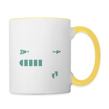 Papa 2025 Loading Geschenk Zukunft Vater - Tasse zweifarbig - Weiß/Gelb - Rechts