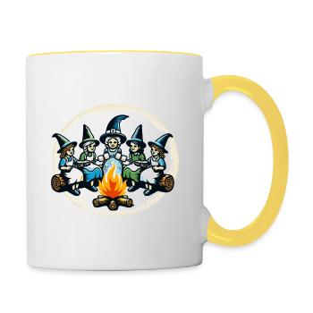 Camping feu de camp Vintage sorcières Design - Mug contrasté - blanc/jaune - Droite