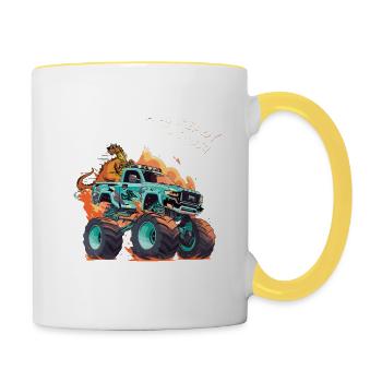 10. Geburtstag Jungs, 10 und bereit, Monster zu vernichten - Tasse zweifarbig - Weiß/Gelb - Rechts