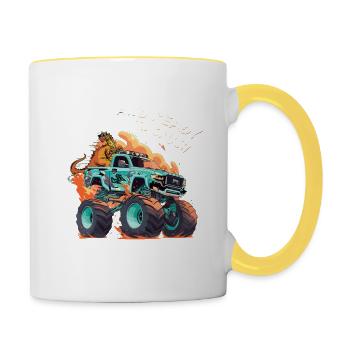 Monster Truck 2e anniversaire garçon - 2 ans & - Mug contrasté - blanc/jaune - Droite