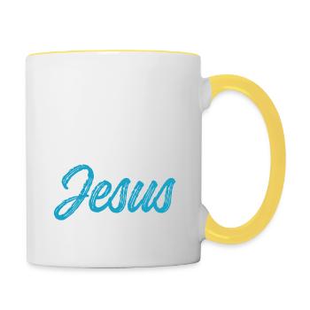 Jésus 2 - Mug contrasté - blanc/jaune - Droite