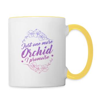 Ich Verspreche Noch Eine Orchidee - Tasse zweifarbig - Weiß/Gelb - Rechts