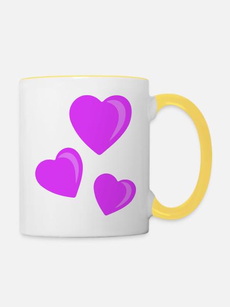 herzen - Tasse zweifarbig - Weiß/Gelb