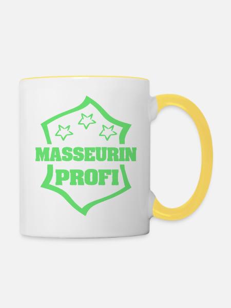 Beruf Masseurin - Tasse zweifarbig - Weiß/Gelb