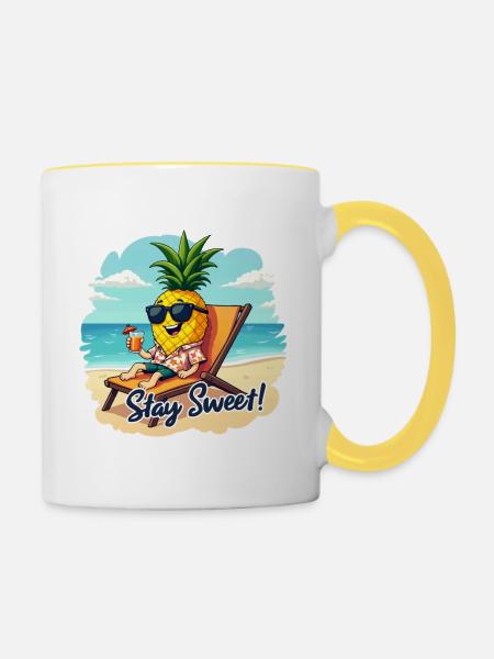 ANANAS - Tasse zweifarbig - Weiß/Gelb