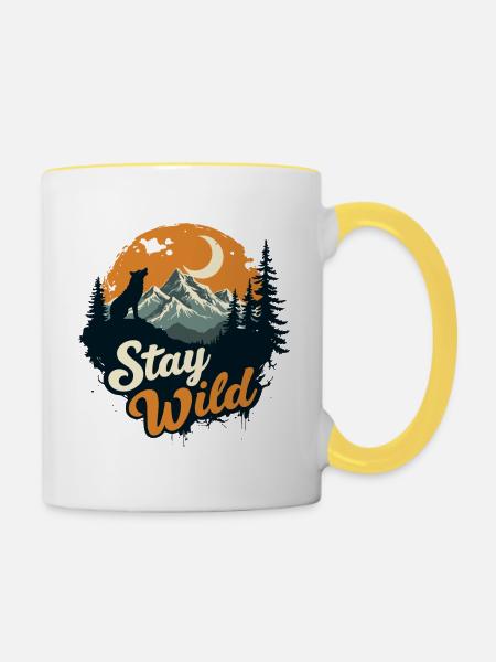 BLEIBEN SIE WILD - Tasse zweifarbig - Weiß/Gelb