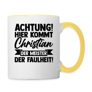 First name Chris Christian - Contrasting Mug - white/yellow - Right