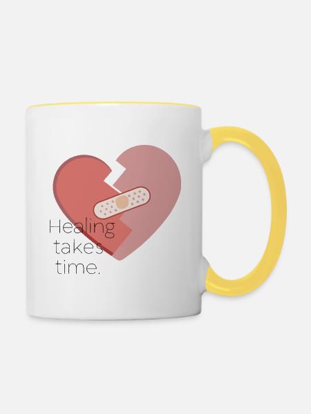 GEBROCHENES HERZ - Tasse zweifarbig - Weiß/Gelb