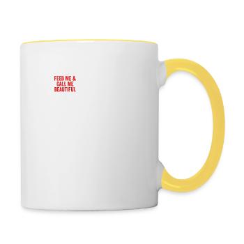 Feed Me And Call Me Beautiful Funny Elephant Lover - Contrasting Mug - white/yellow - Right