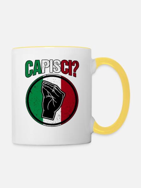 Italien Italiener Capisci - Tasse zweifarbig - Weiß/Gelb