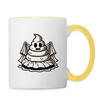 Funny poop pile feces ghost humorous - Contrasting Mug - white/yellow - Right