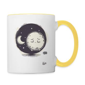 Kleiner süßer Mond schläft - Tasse zweifarbig - Weiß/Gelb - Rechts