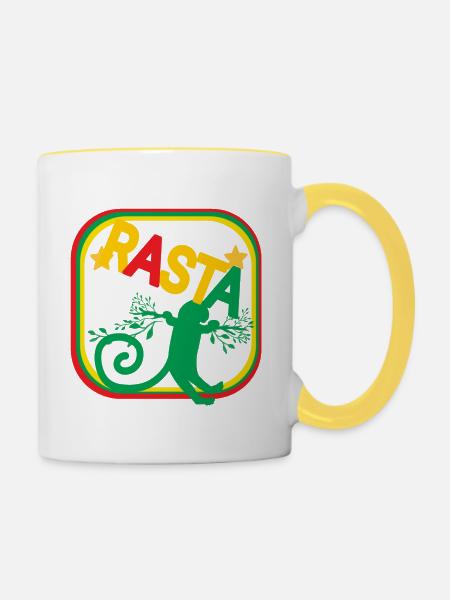 Rasta - Tasse zweifarbig - Weiß/Gelb