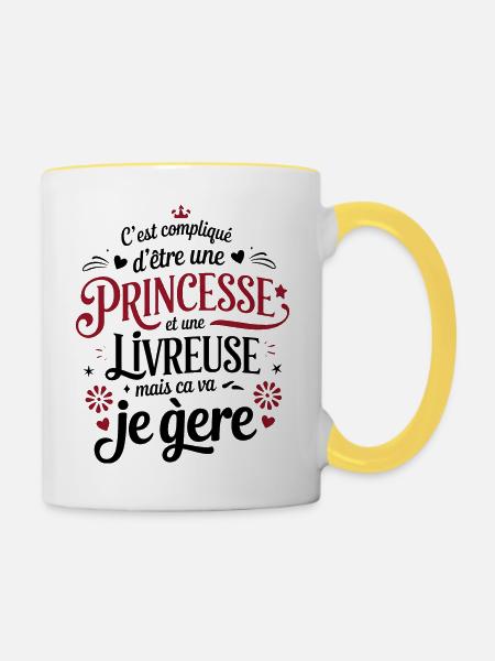 Lieferung Prinzessin - Tasse zweifarbig - Weiß/Gelb