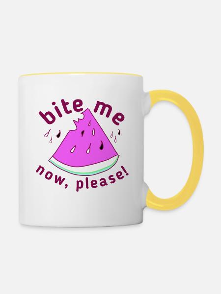 Wassermelone Trendige Frucht maritim - Tasse zweifarbig - Weiß/Gelb