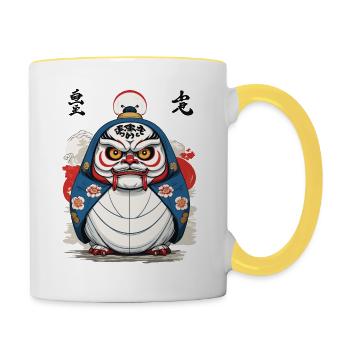 Japanese Daruma Aesthetic Yokai Design - Contrasting Mug - white/yellow - Right