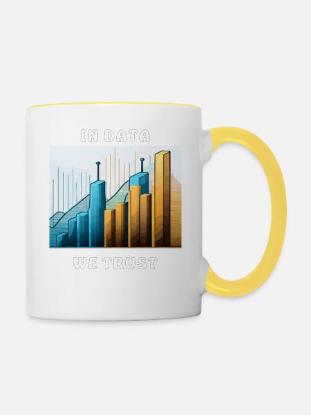 IN DATA WE TRUST - Tasse zweifarbig - Weiß/Gelb