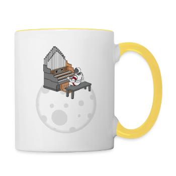Astronaut Klavierspieler Kinder Musik Klavier - Tasse zweifarbig - Weiß/Gelb - Rechts
