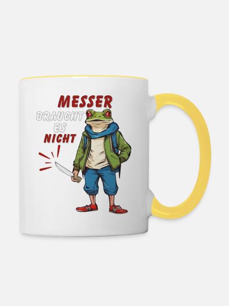 MESSER BRAUCHT ES NICHT - Tasse zweifarbig - Weiß/Gelb