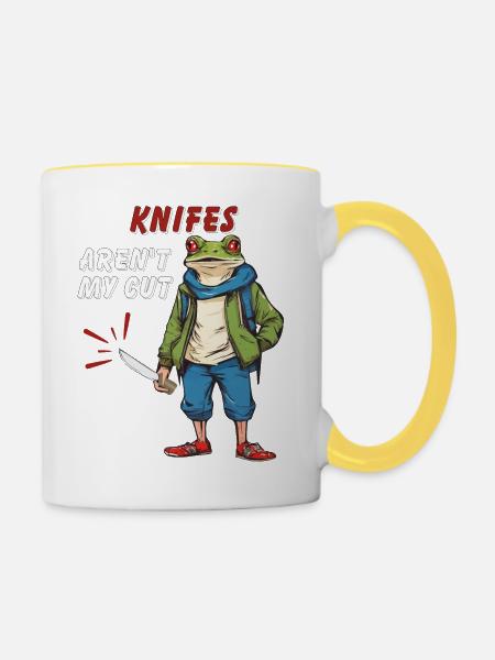 KNIVES AREN'T MY CUT - Tasse zweifarbig - Weiß/Gelb