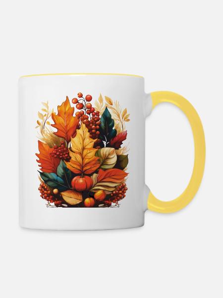 HERBSTBLÄTTER - Tasse zweifarbig - Weiß/Gelb