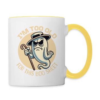 Boo Sheet fantôme drôle dire Design - Mug contrasté - blanc/jaune - Droite