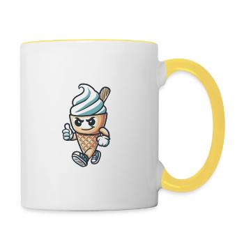 Passez une bonne journée de glace kawaii - Mug contrasté - blanc/jaune - Droite