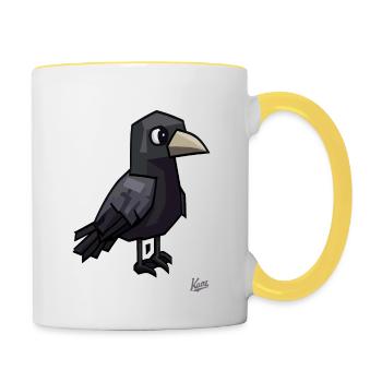 Seltsamer dunkler Rabe - Tasse zweifarbig - Weiß/Gelb - Rechts