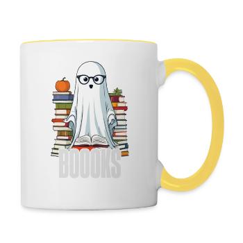 Cute Book Lover Ghost - Contrasting Mug - white/yellow - Right