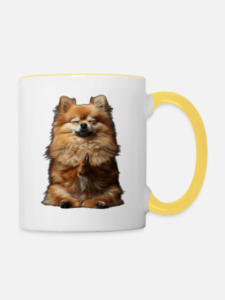 Zwergspitz - Tasse zweifarbig - Weiß/Gelb
