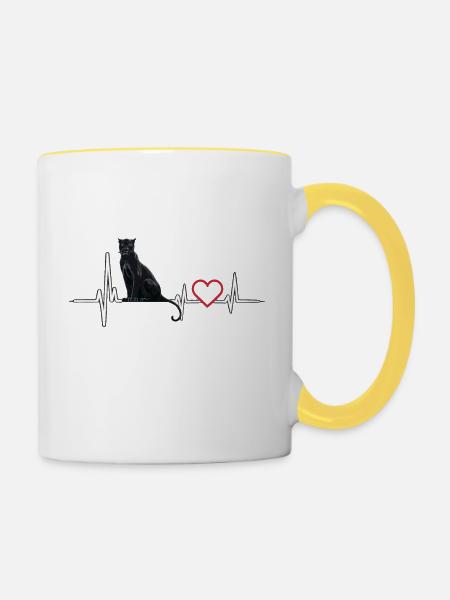 Panther - Tasse zweifarbig - Weiß/Gelb