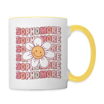 Groovy Sophomore Back To School - Contrasting Mug - white/yellow - Right